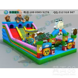 【小型充氣城堡兒童熊出沒充氣滑梯廣場兒童充氣玩具】-